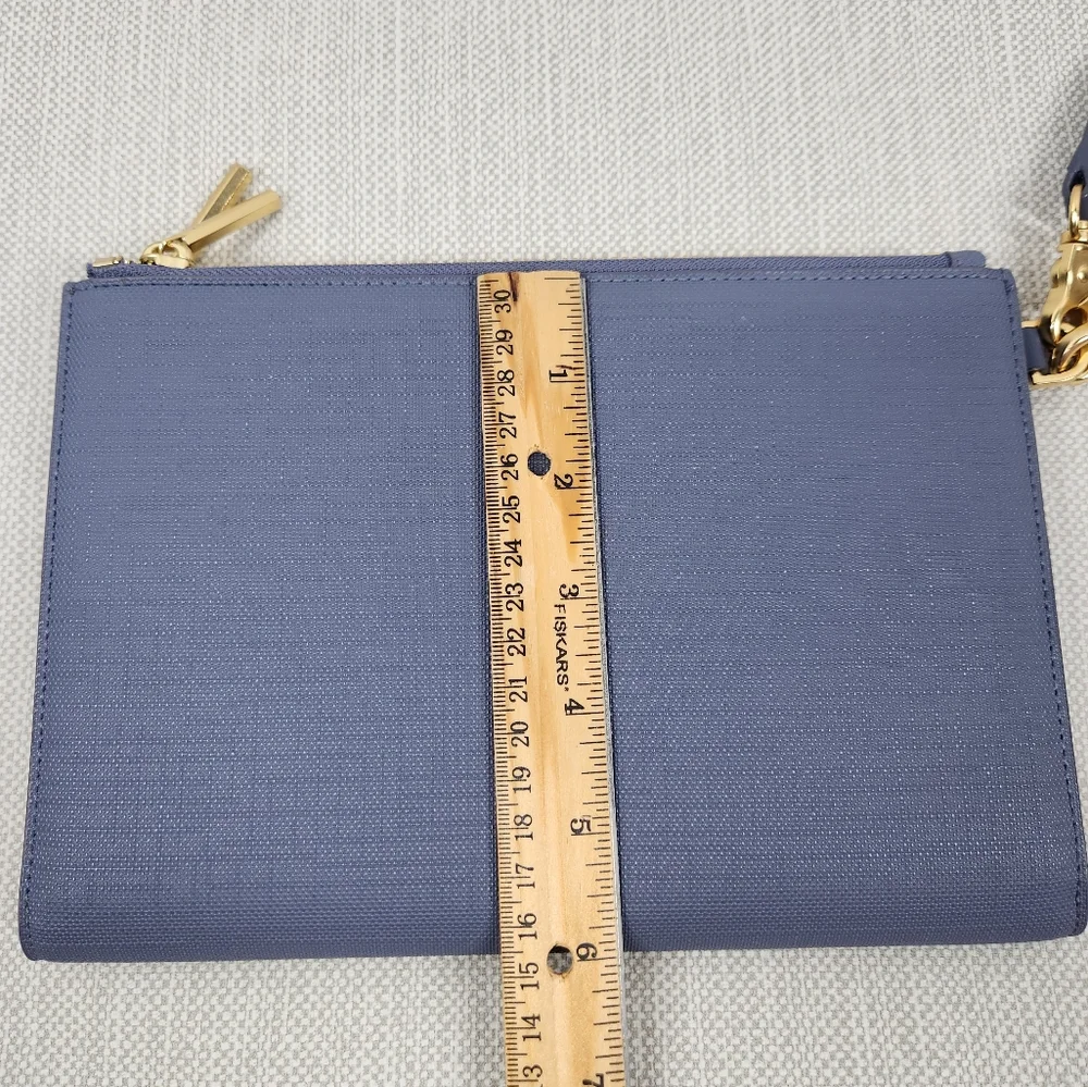 Dagne Dover Essentials Coated Canvas Blue Clutch Wallet Wristlet